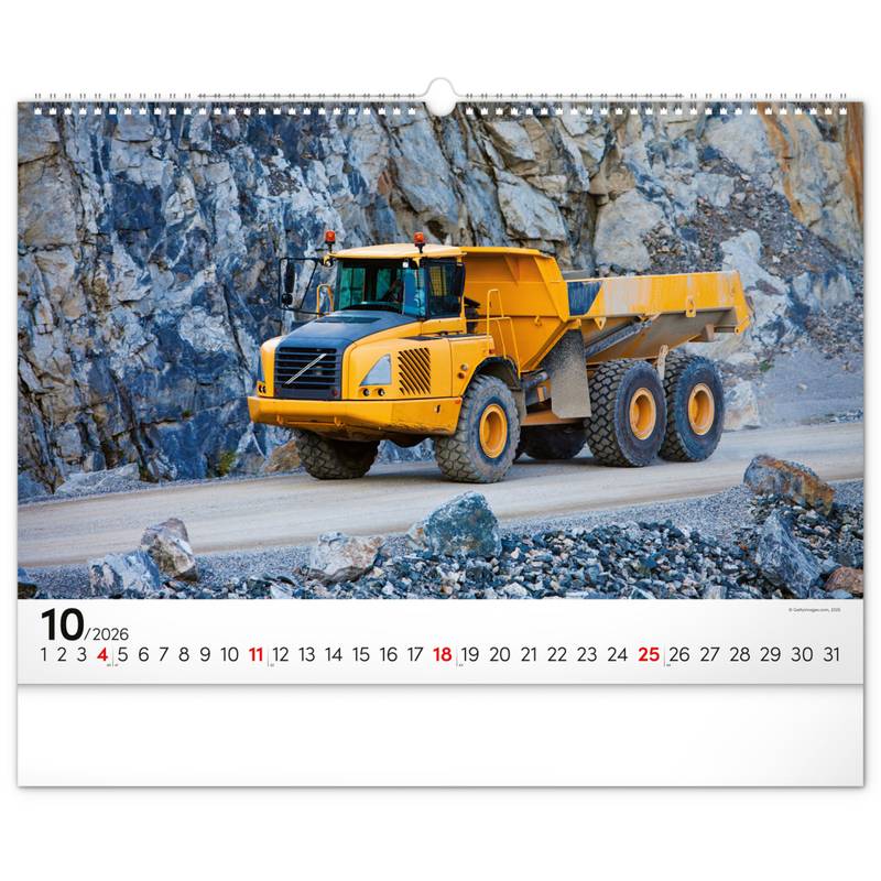 NOTIQUE Nástěnný kalendář Stavební stroje 2026, 48 x 33 cm NOTIQUE Nástěnný kalendář Stavební stroje 2026, 48 x 33 cm