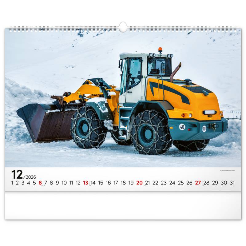 NOTIQUE Nástěnný kalendář Stavební stroje 2026, 48 x 33 cm NOTIQUE Nástěnný kalendář Stavební stroje 2026, 48 x 33 cm