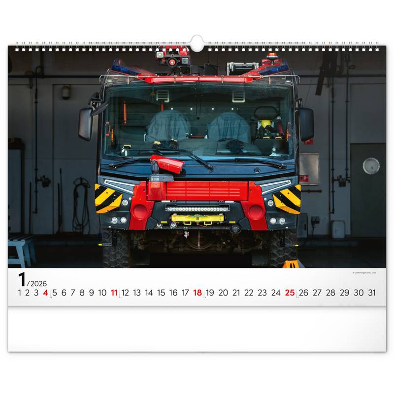 NOTIQUE Nástěnný kalendář Hasičská vozidla 2026, 48 x 33 cm NOTIQUE Nástěnný kalendář Hasičská vozidla 2026, 48 x 33 cm