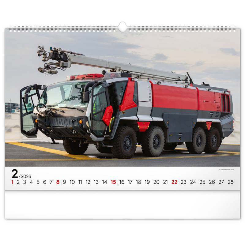 NOTIQUE Nástěnný kalendář Hasičská vozidla 2026, 48 x 33 cm NOTIQUE Nástěnný kalendář Hasičská vozidla 2026, 48 x 33 cm