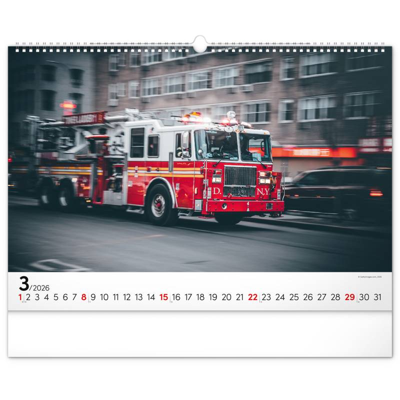 NOTIQUE Nástěnný kalendář Hasičská vozidla 2026, 48 x 33 cm NOTIQUE Nástěnný kalendář Hasičská vozidla 2026, 48 x 33 cm