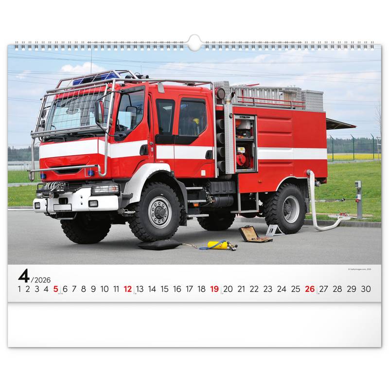 NOTIQUE Nástěnný kalendář Hasičská vozidla 2026, 48 x 33 cm NOTIQUE Nástěnný kalendář Hasičská vozidla 2026, 48 x 33 cm