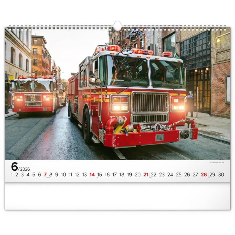 NOTIQUE Nástěnný kalendář Hasičská vozidla 2026, 48 x 33 cm NOTIQUE Nástěnný kalendář Hasičská vozidla 2026, 48 x 33 cm