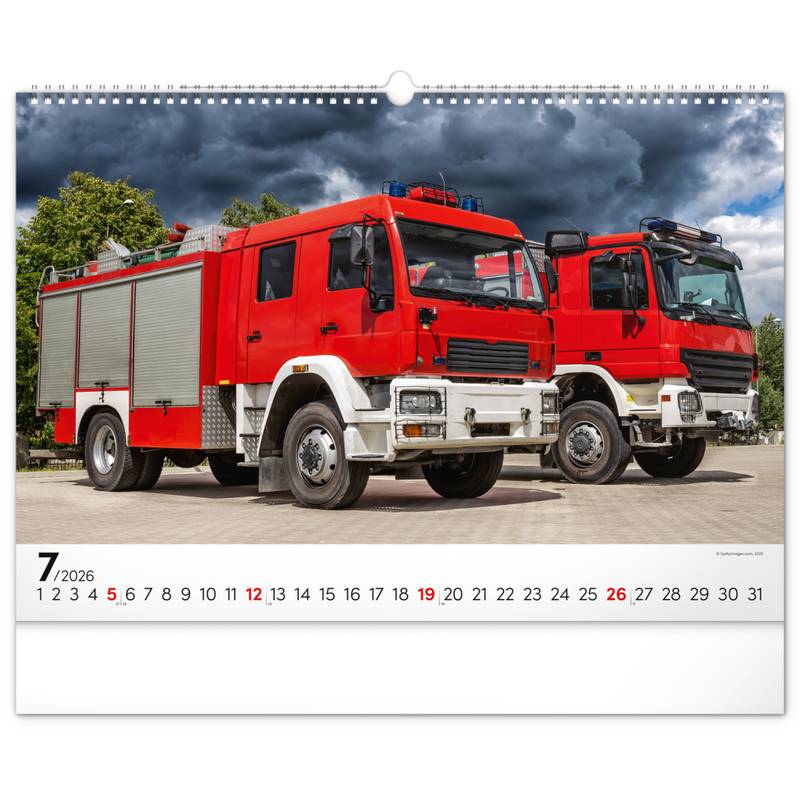 NOTIQUE Nástěnný kalendář Hasičská vozidla 2026, 48 x 33 cm NOTIQUE Nástěnný kalendář Hasičská vozidla 2026, 48 x 33 cm