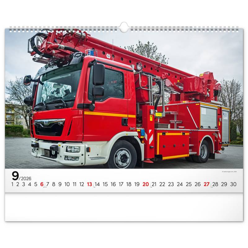 NOTIQUE Nástěnný kalendář Hasičská vozidla 2026, 48 x 33 cm NOTIQUE Nástěnný kalendář Hasičská vozidla 2026, 48 x 33 cm