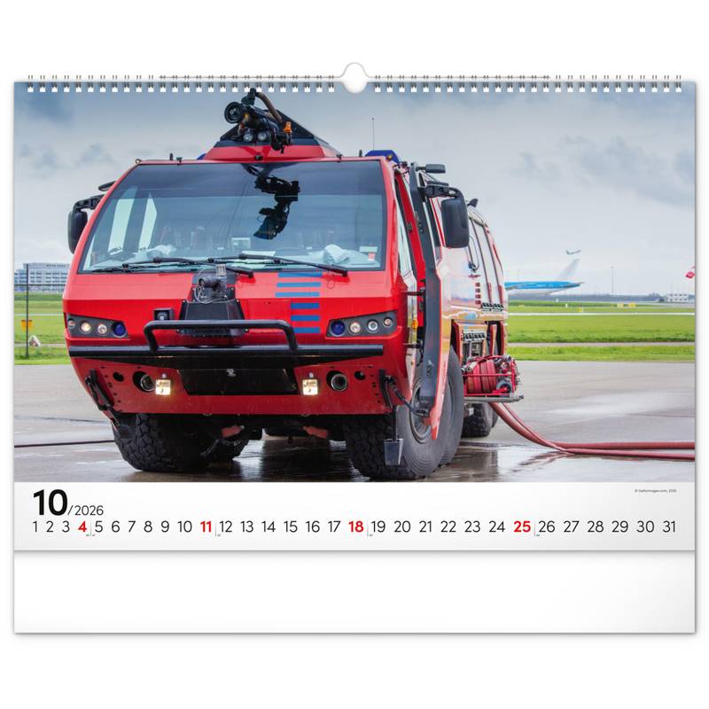 NOTIQUE Nástěnný kalendář Hasičská vozidla 2026, 48 x 33 cm NOTIQUE Nástěnný kalendář Hasičská vozidla 2026, 48 x 33 cm