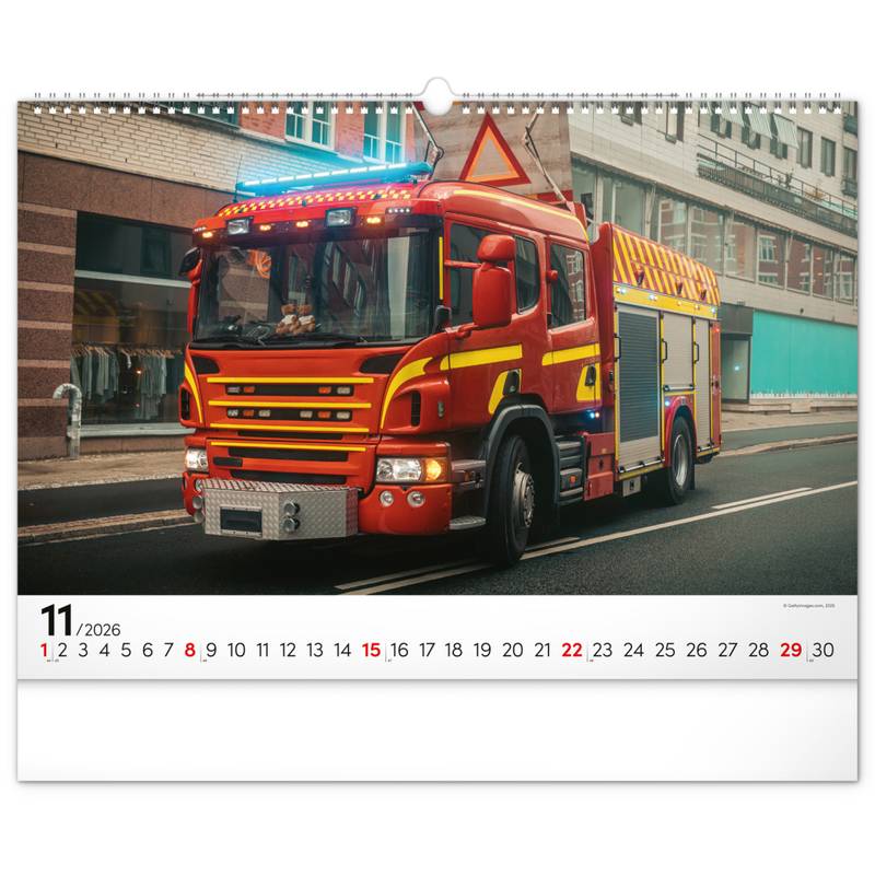 NOTIQUE Nástěnný kalendář Hasičská vozidla 2026, 48 x 33 cm NOTIQUE Nástěnný kalendář Hasičská vozidla 2026, 48 x 33 cm