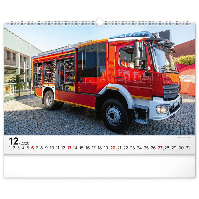 NOTIQUE Nástěnný kalendář Hasičská vozidla 2026, 48 x 33 cm NOTIQUE Nástěnný kalendář Hasičská vozidla 2026, 48 x 33 cm