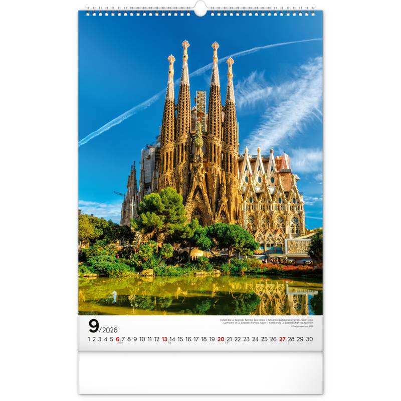 NOTIQUE Nástěnný kalendář Světové monumenty 2026, 33 x 46 cm NOTIQUE Nástěnný kalendář Světové monumenty 2026, 33 x 46 cm