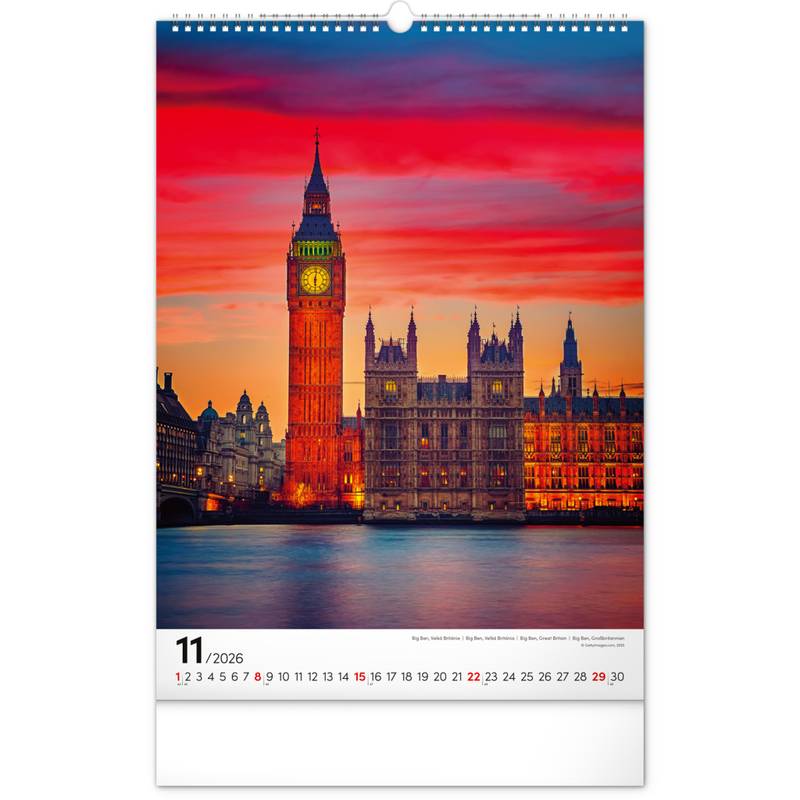 NOTIQUE Nástěnný kalendář Světové monumenty 2026, 33 x 46 cm NOTIQUE Nástěnný kalendář Světové monumenty 2026, 33 x 46 cm