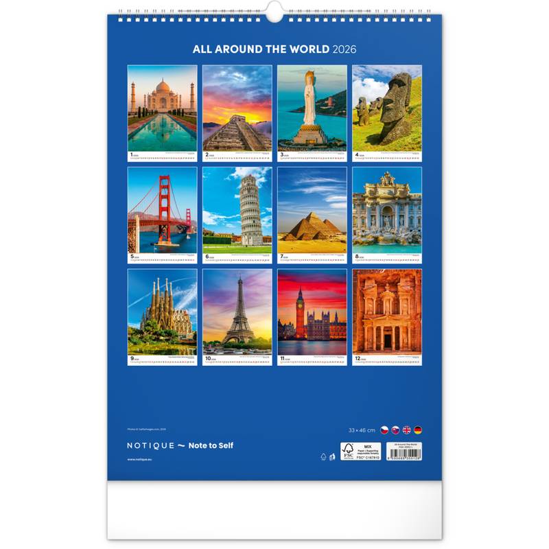 NOTIQUE Nástěnný kalendář Světové monumenty 2026, 33 x 46 cm NOTIQUE Nástěnný kalendář Světové monumenty 2026, 33 x 46 cm