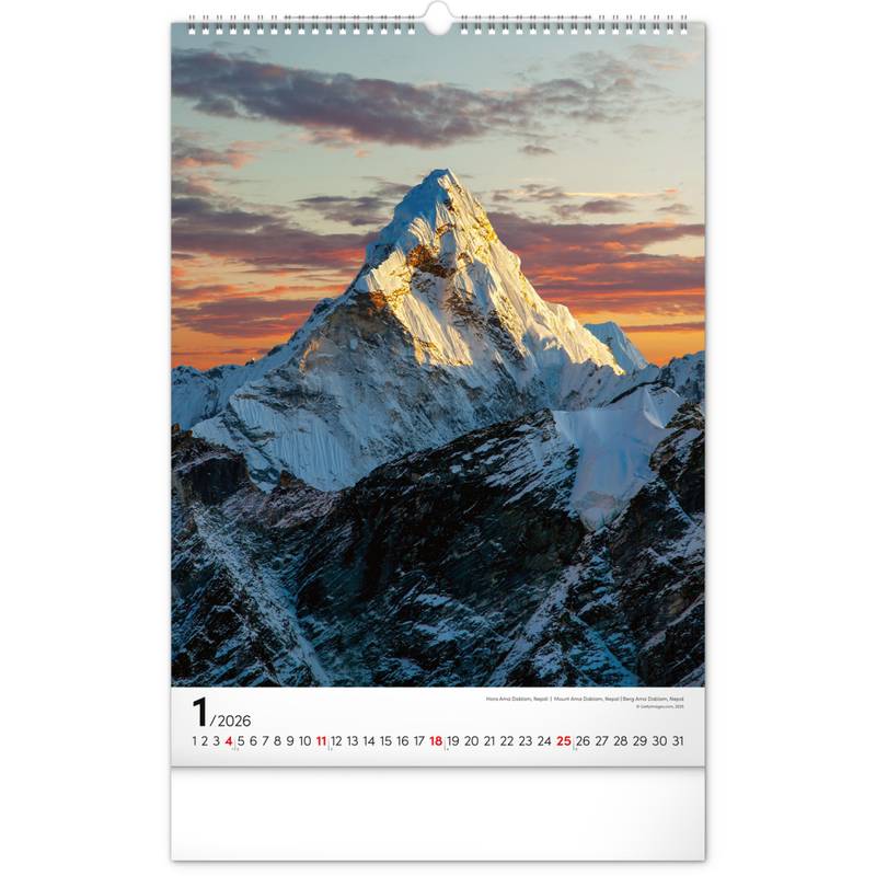 NOTIQUE Nástěnný kalendář Hory 2026, 33 x 46 cm NOTIQUE Nástěnný kalendář Hory 2026, 33 x 46 cm