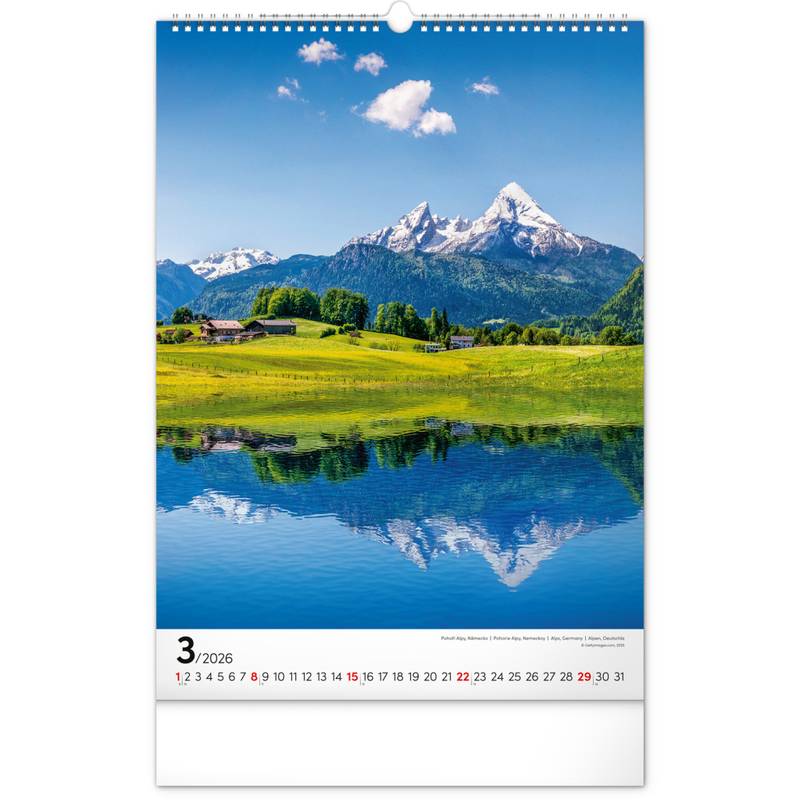 NOTIQUE Nástěnný kalendář Hory 2026, 33 x 46 cm NOTIQUE Nástěnný kalendář Hory 2026, 33 x 46 cm