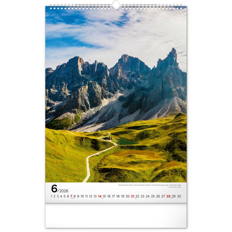NOTIQUE Nástěnný kalendář Hory 2026, 33 x 46 cm NOTIQUE Nástěnný kalendář Hory 2026, 33 x 46 cm