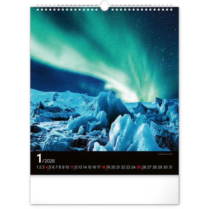 NOTIQUE Nástěnný kalendář Polární záře 2026, 30 x 34 cm NOTIQUE Nástěnný kalendář Polární záře 2026, 30 x 34 cm