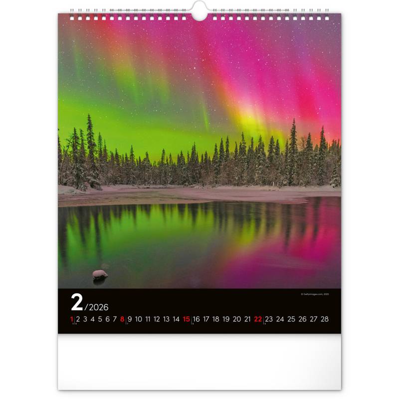 NOTIQUE Nástěnný kalendář Polární záře 2026, 30 x 34 cm NOTIQUE Nástěnný kalendář Polární záře 2026, 30 x 34 cm