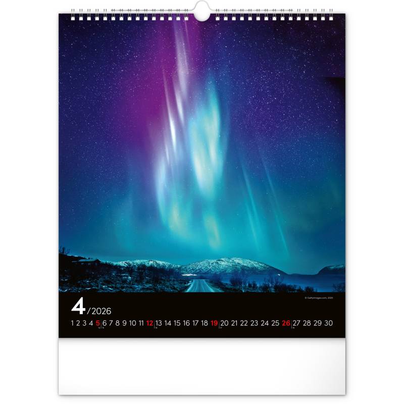 NOTIQUE Nástěnný kalendář Polární záře 2026, 30 x 34 cm NOTIQUE Nástěnný kalendář Polární záře 2026, 30 x 34 cm