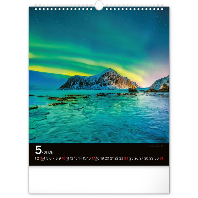 NOTIQUE Nástěnný kalendář Polární záře 2026, 30 x 34 cm NOTIQUE Nástěnný kalendář Polární záře 2026, 30 x 34 cm