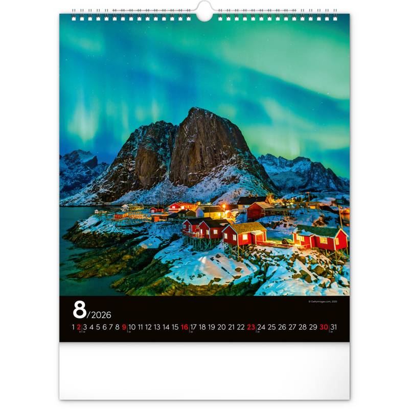 NOTIQUE Nástěnný kalendář Polární záře 2026, 30 x 34 cm NOTIQUE Nástěnný kalendář Polární záře 2026, 30 x 34 cm