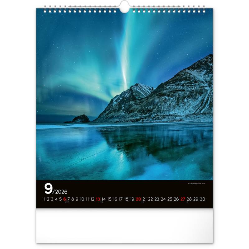 NOTIQUE Nástěnný kalendář Polární záře 2026, 30 x 34 cm NOTIQUE Nástěnný kalendář Polární záře 2026, 30 x 34 cm