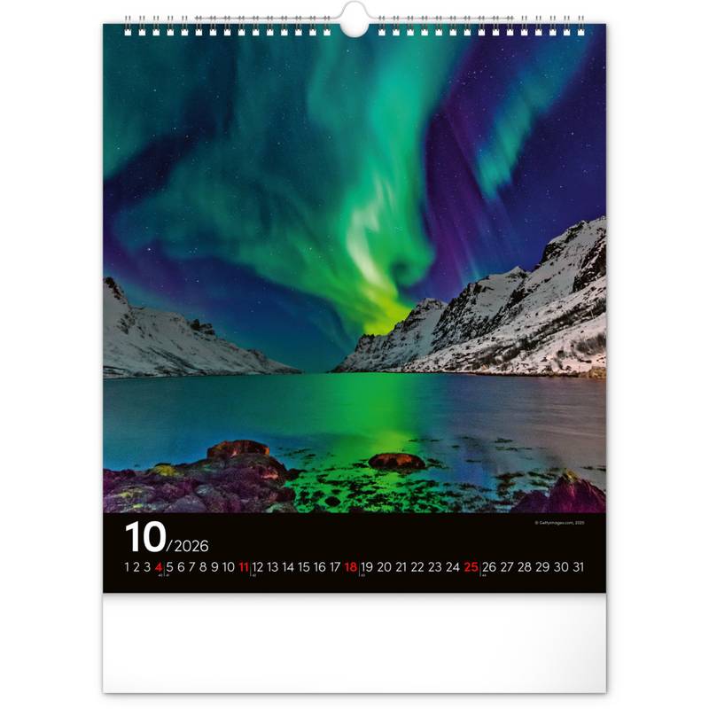 NOTIQUE Nástěnný kalendář Polární záře 2026, 30 x 34 cm NOTIQUE Nástěnný kalendář Polární záře 2026, 30 x 34 cm