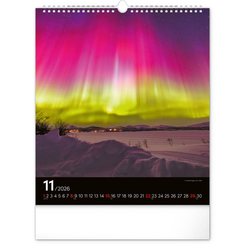 NOTIQUE Nástěnný kalendář Polární záře 2026, 30 x 34 cm NOTIQUE Nástěnný kalendář Polární záře 2026, 30 x 34 cm