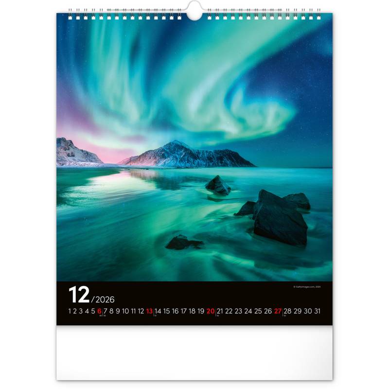 NOTIQUE Nástěnný kalendář Polární záře 2026, 30 x 34 cm NOTIQUE Nástěnný kalendář Polární záře 2026, 30 x 34 cm