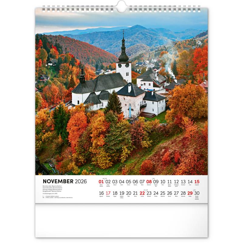 NOTIQUE Nástenný kalendár Čarokrásne Slovensko 2026, 30 x 34 cm NOTIQUE Nástenný kalendár Čarokrásne Slovensko 2026, 30 x 34 cm