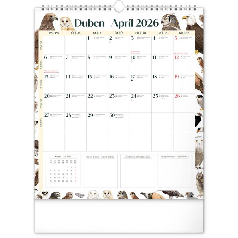 NOTIQUE Nástěnný plánovací kalendář Animalium CZ/SK 2026, 30 x 34 cm NOTIQUE Nástěnný plánovací kalendář Animalium CZ/SK 2026, 30 x 34 cm