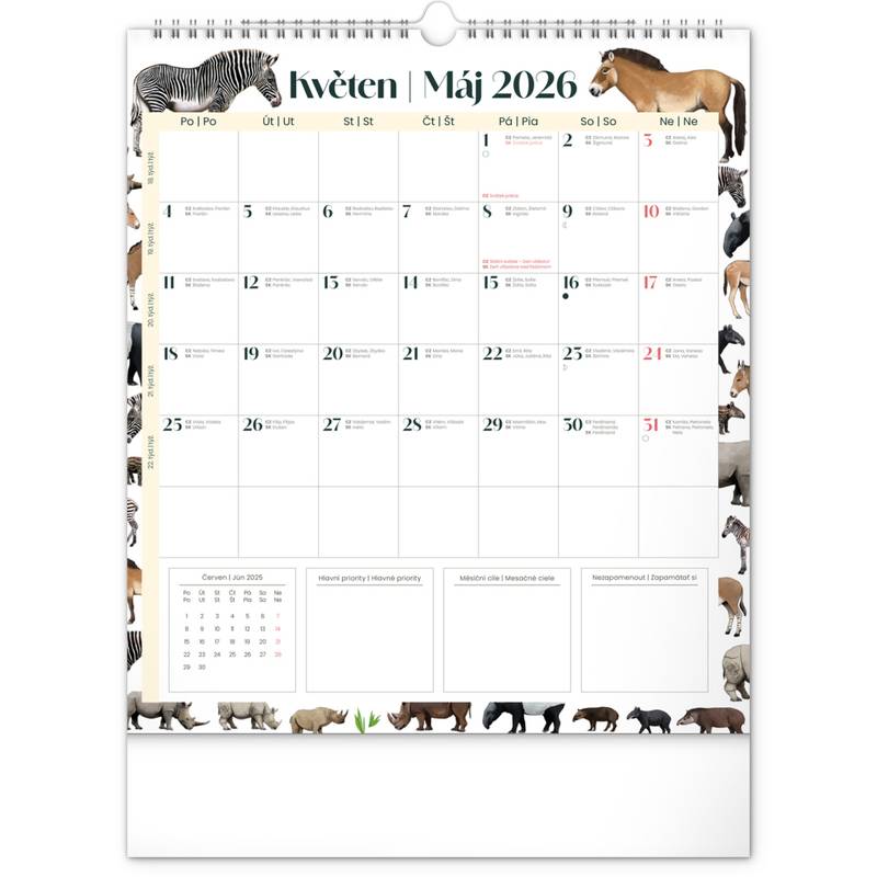 NOTIQUE Nástěnný plánovací kalendář Animalium CZ/SK 2026, 30 x 34 cm NOTIQUE Nástěnný plánovací kalendář Animalium CZ/SK 2026, 30 x 34 cm