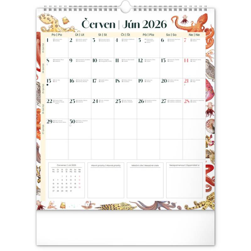 NOTIQUE Nástěnný plánovací kalendář Animalium CZ/SK 2026, 30 x 34 cm NOTIQUE Nástěnný plánovací kalendář Animalium CZ/SK 2026, 30 x 34 cm