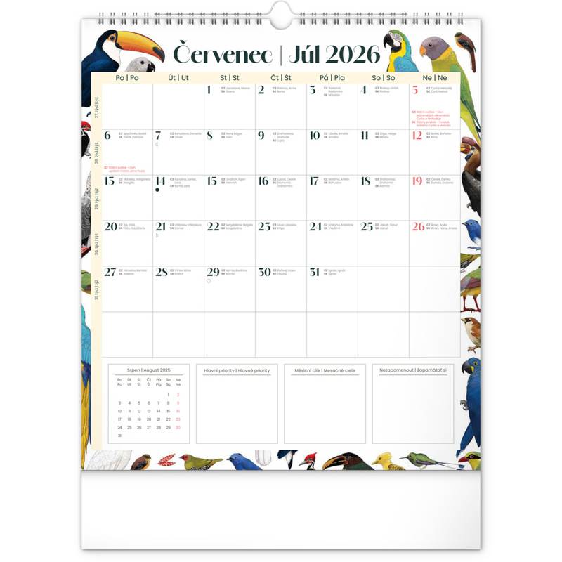 NOTIQUE Nástěnný plánovací kalendář Animalium CZ/SK 2026, 30 x 34 cm NOTIQUE Nástěnný plánovací kalendář Animalium CZ/SK 2026, 30 x 34 cm