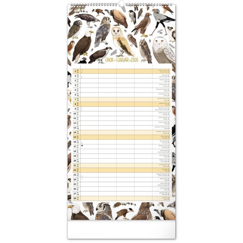 NOTIQUE Nástěnný kalendář Rodinný plánovací Animalium CZ/SK 2026, 21 x 42 cm NOTIQUE Nástěnný kalendář Rodinný plánovací Animalium CZ/SK 2026, 21 x 42 cm