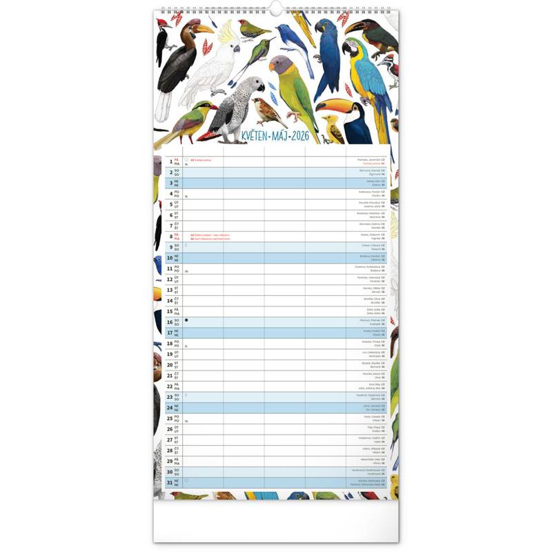 NOTIQUE Nástěnný kalendář Rodinný plánovací Animalium CZ/SK 2026, 21 x 42 cm NOTIQUE Nástěnný kalendář Rodinný plánovací Animalium CZ/SK 2026, 21 x 42 cm