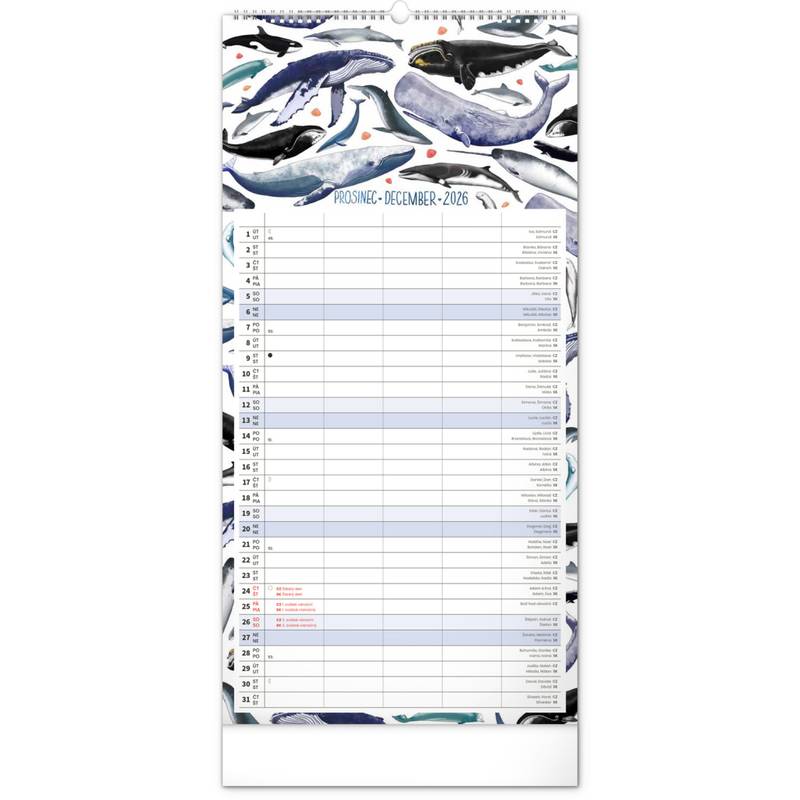 NOTIQUE Nástěnný kalendář Rodinný plánovací Animalium CZ/SK 2026, 21 x 42 cm NOTIQUE Nástěnný kalendář Rodinný plánovací Animalium CZ/SK 2026, 21 x 42 cm