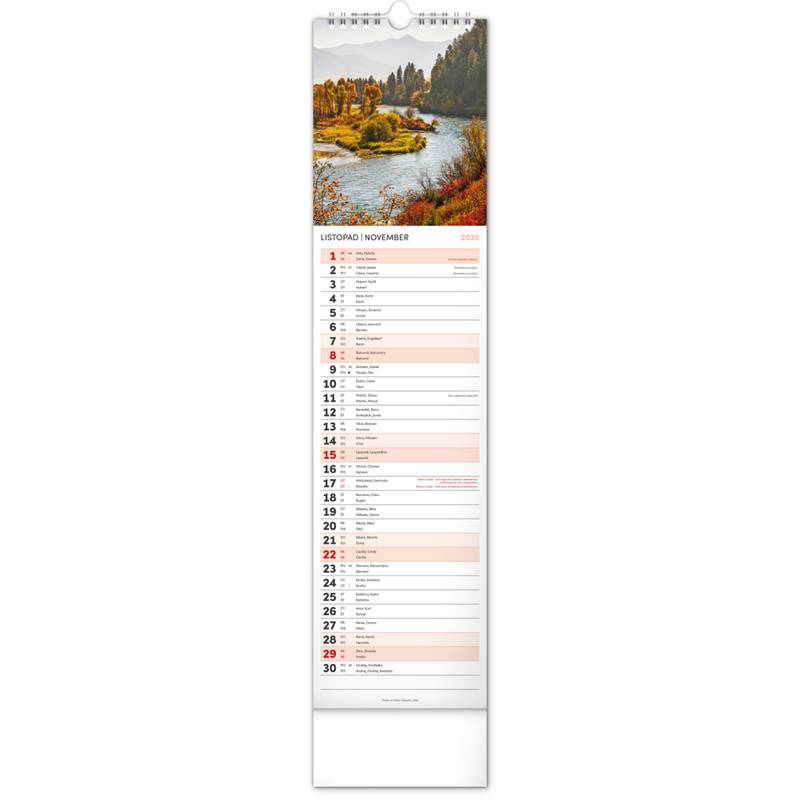 NOTIQUE Nástěnný kalendář Země CZ/SK 2026, 12 x 48 cm NOTIQUE Nástěnný kalendář Země CZ/SK 2026, 12 x 48 cm