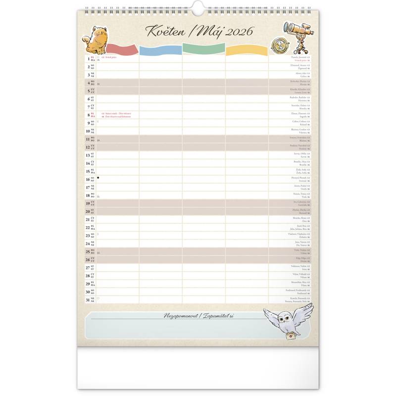 NOTIQUE Nástěnný kalendář Rodinný plánovací Harry Potter 2026, 33 x 46 cm NOTIQUE Nástěnný kalendář Rodinný plánovací Harry Potter 2026, 33 x 46 cm