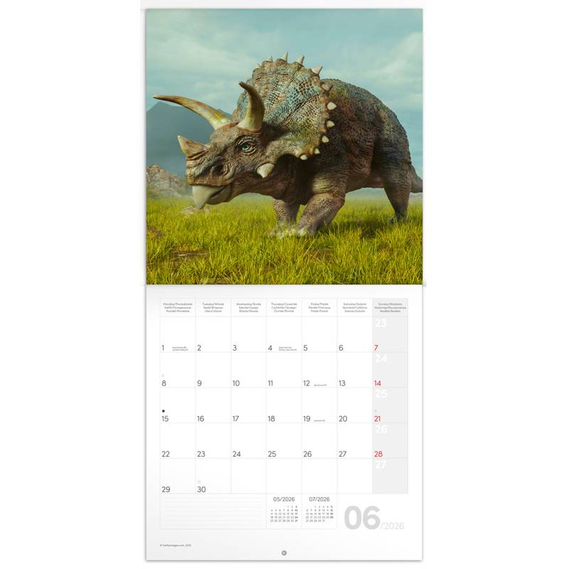 NOTIQUE Poznámkový kalendář Dinosauři 2026, 30 x 30 cm NOTIQUE Poznámkový kalendář Dinosauři 2026, 30 x 30 cm