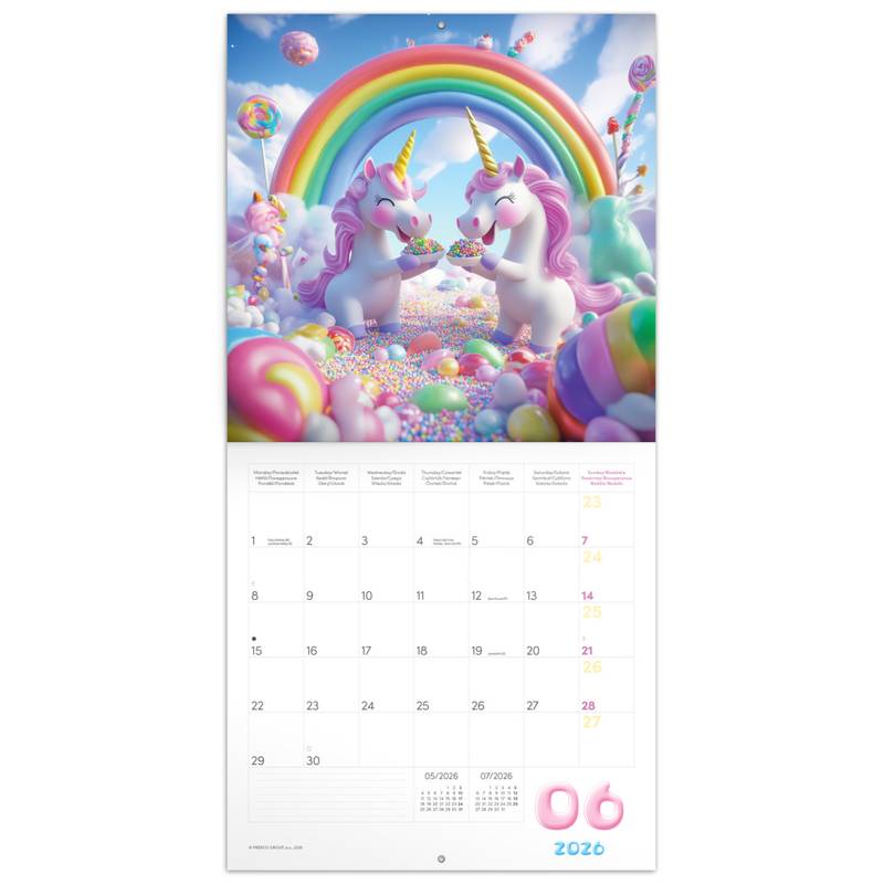 NOTIQUE Poznámkový kalendář Veselé jednorožci 2026, 30 x 30 cm NOTIQUE Poznámkový kalendář Veselé jednorožci 2026, 30 x 30 cm