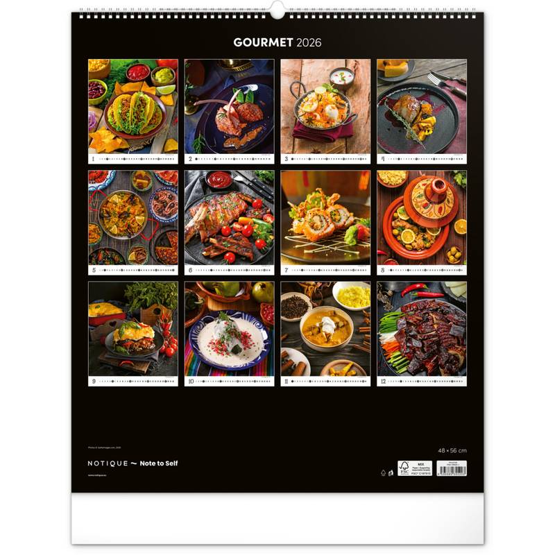 NOTIQUE Nástěnný kalendář Gourmet 2026, 48 x 56 cm NOTIQUE Nástěnný kalendář Gourmet 2026, 48 x 56 cm