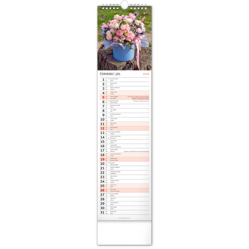 NOTIQUE Nástenný kalendár Květiny – Kvety CZ/SK 2026, 12 x 48 cm NOTIQUE Nástenný kalendár Květiny – Kvety CZ/SK 2026, 12 x 48 cm