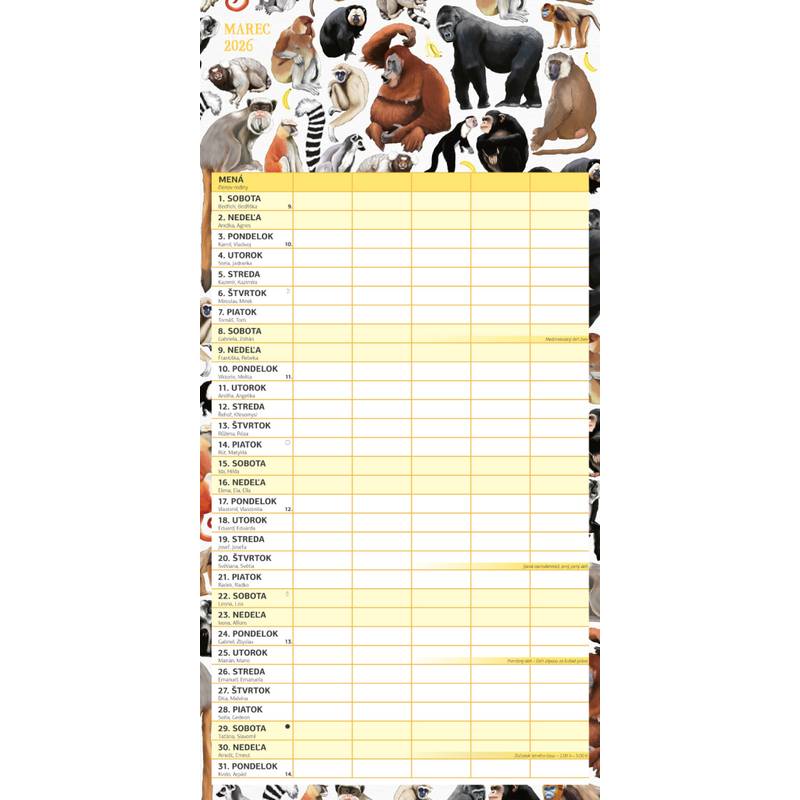 NOTIQUE Rodinný plánovací kalendár Animalium 2026, 30 x 30 cm NOTIQUE Rodinný plánovací kalendár Animalium 2026, 30 x 30 cm