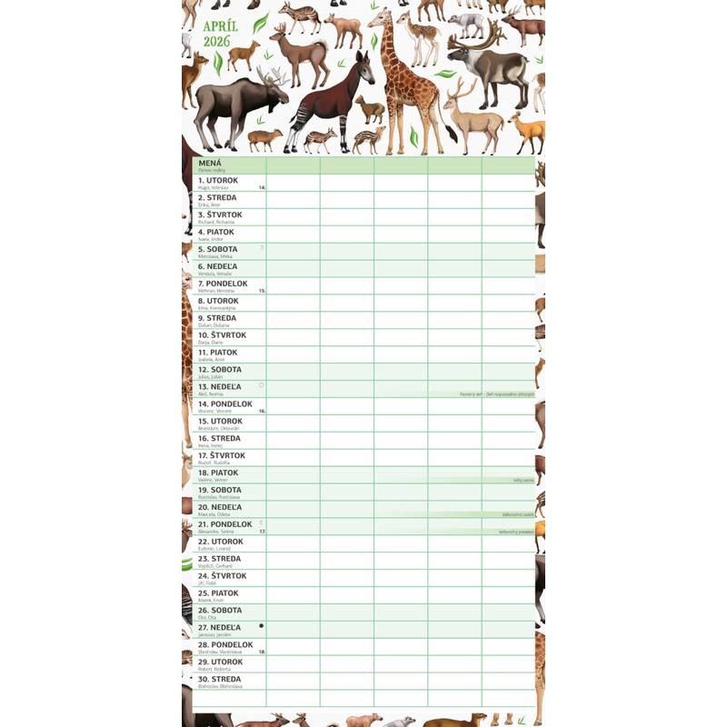NOTIQUE Rodinný plánovací kalendár Animalium 2026, 30 x 30 cm NOTIQUE Rodinný plánovací kalendár Animalium 2026, 30 x 30 cm