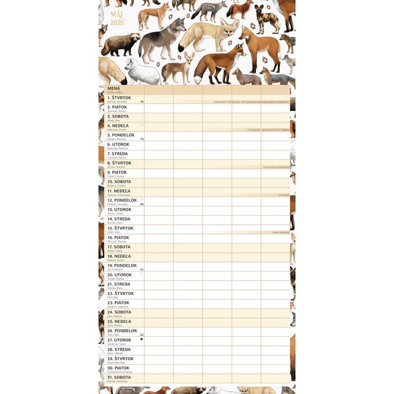NOTIQUE Rodinný plánovací kalendár Animalium 2026, 30 x 30 cm NOTIQUE Rodinný plánovací kalendár Animalium 2026, 30 x 30 cm