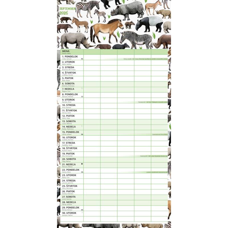 NOTIQUE Rodinný plánovací kalendár Animalium 2026, 30 x 30 cm NOTIQUE Rodinný plánovací kalendár Animalium 2026, 30 x 30 cm