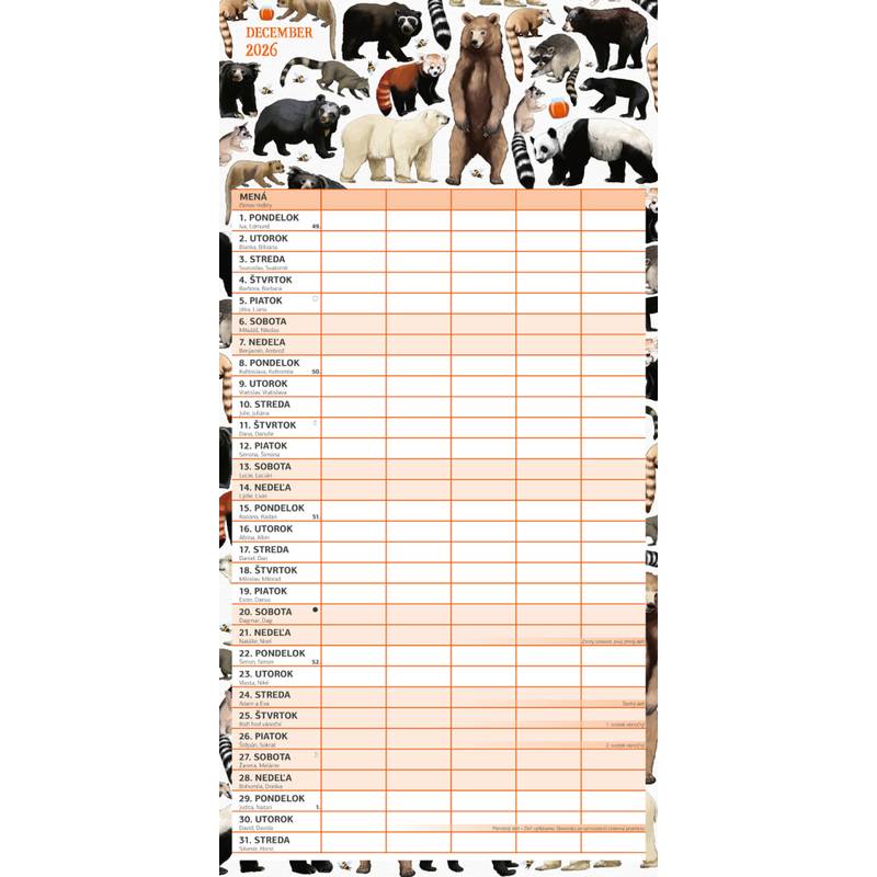 NOTIQUE Rodinný plánovací kalendár Animalium 2026, 30 x 30 cm NOTIQUE Rodinný plánovací kalendár Animalium 2026, 30 x 30 cm