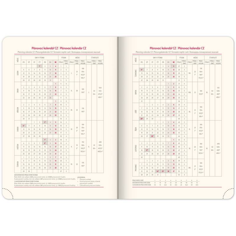 NOTIQUE Denní diář Diamante 2026, červený, 15 x 21 cm NOTIQUE Denní diář Diamante 2026, červený, 15 x 21 cm