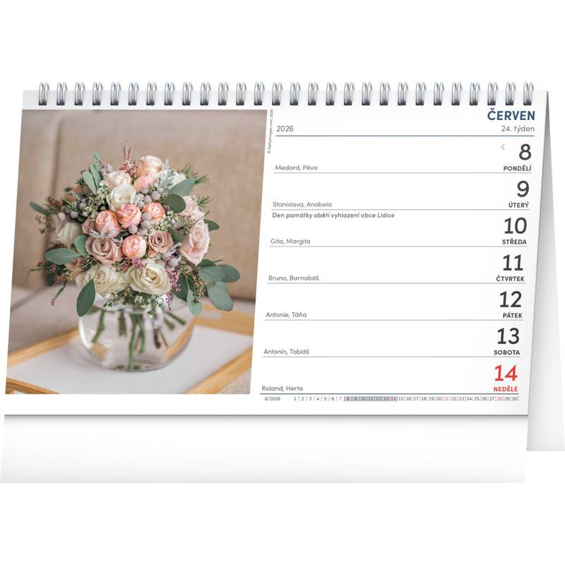 NOTIQUE Stolní kalendář Kytice CZ/SK 2026, 23,1 x 14,5 cm NOTIQUE Stolní kalendář Kytice CZ/SK 2026, 23,1 x 14,5 cm