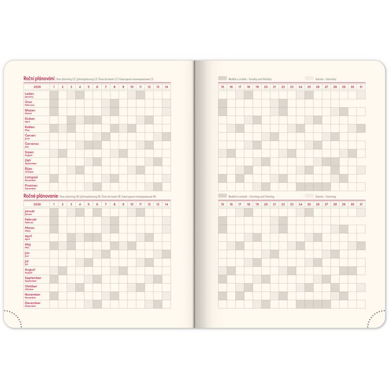 NOTIQUE Týdenní diář Diamante 2026, červený, 15 x 21 cm NOTIQUE Týdenní diář Diamante 2026, červený, 15 x 21 cm