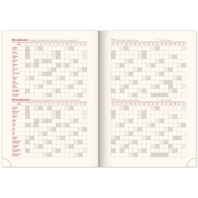 NOTIQUE Týdenní diář Essenza 2026, káva, 15 x 21 cm NOTIQUE Týdenní diář Essenza 2026, káva, 15 x 21 cm